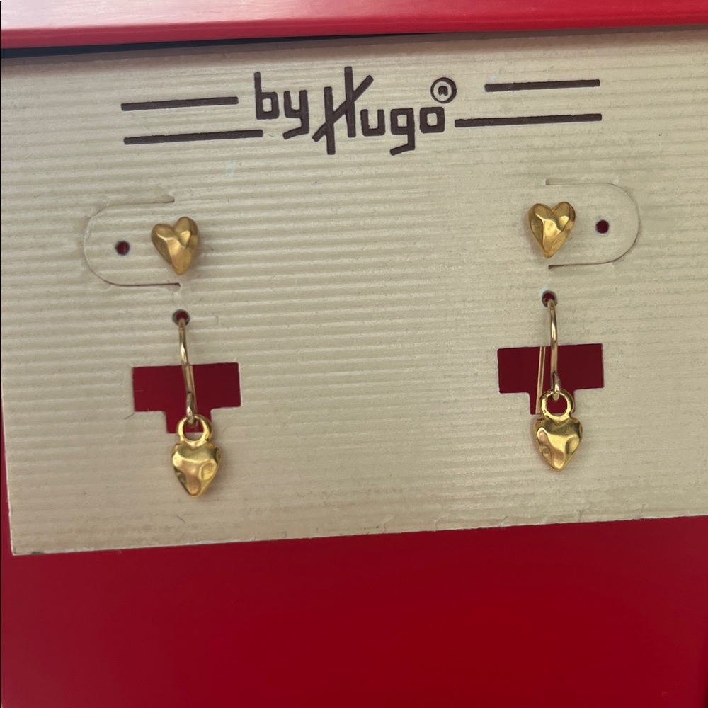 HUGO Gold Heart Earring Set, 90’s #vintage #love #valentine #90’s - Picture 2 of 5